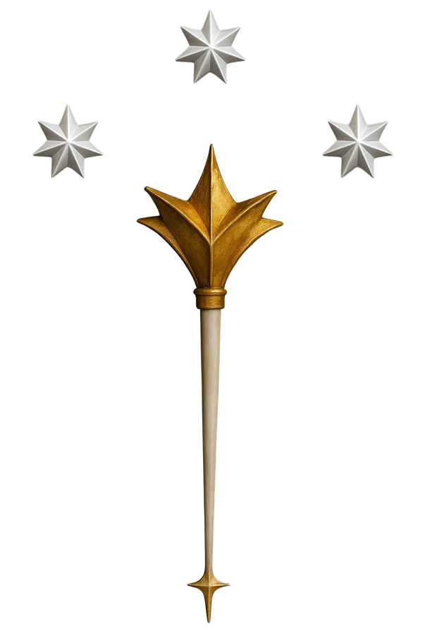 Golden scepter with ornate finial